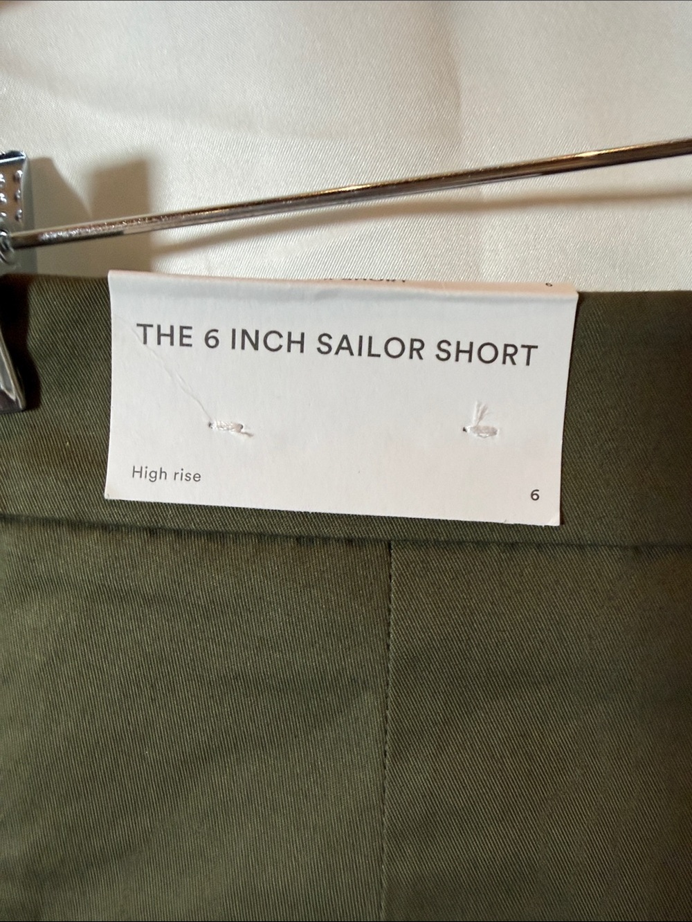 High-Rise Olive Green Button-Front Women’s Shorts - Picture 5 of 6